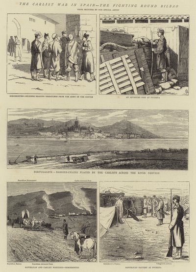The Carlist War in Spain, the Fighting Round Bilbao by Alfred Chantrey Corbould